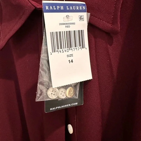 NWT Ralph Lauren shirt dress in beautiful maroon. - Picture 4 of 5